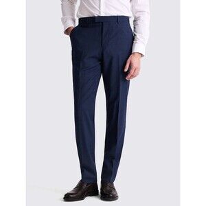 Moss 1851 Men's Tailored Fit Blue Performance Trousers Wool Blend Size 32R NWT